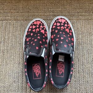 Vans Black and Red Heart Pattern Sneakers